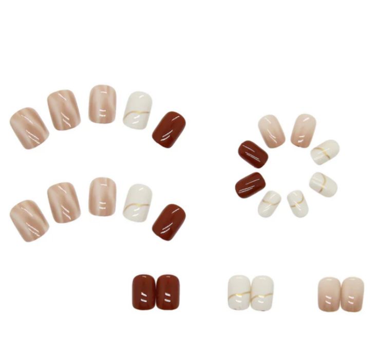 Brown & Beige Marble Press On Nails