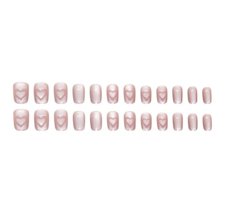 Pink Shimmer Heart Press On Nails