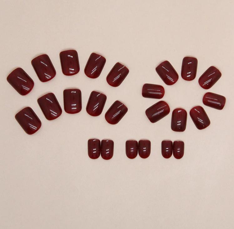 Classic Wine Red Elegance Press On Nails