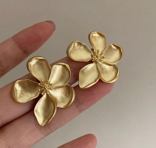 Golden Finish Petal Earrings